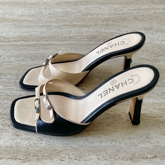 Vintage Chanel Camellia Buckle Sandal Heels - Picture 4 of 10